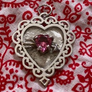 M&M Sterling Pink Valentine October Birthstone Heart-Shaped Charm/Pendant